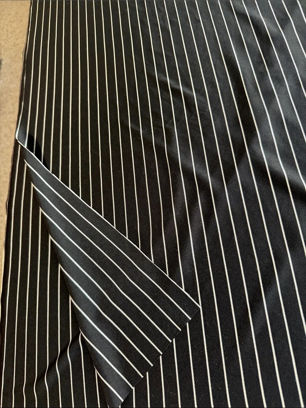 Vintage Black White Pinstripe Slinky Knit Fabric 1.5 Yards x 78” Wide